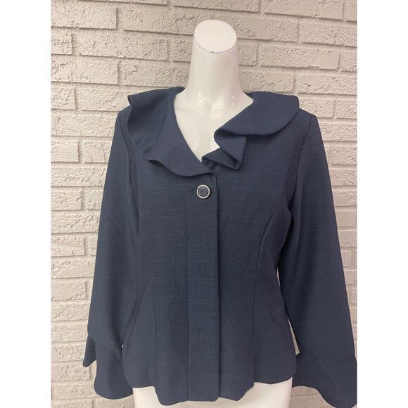 Sweet Suit Ruffle Collar Long Sleeve Top / Blouse Size 8 - Picture 1 of 9